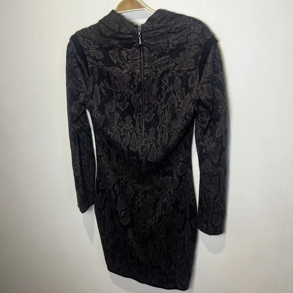 Joseph Ribkoff  Dress Snake Skin Print Black Brown Long Sleeve Size 8‎ Y2K Soft - Picture 4 of 9